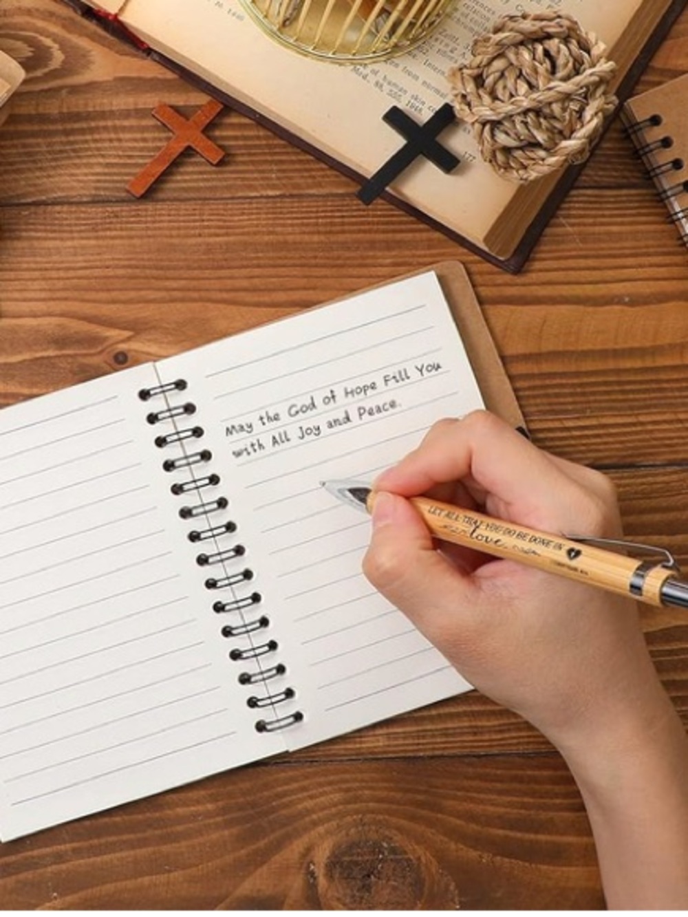 Christian Scripture Notebook & Bamboo Pen Gift Set | Set of 5 | Bible Journals - Picture 7 of 11